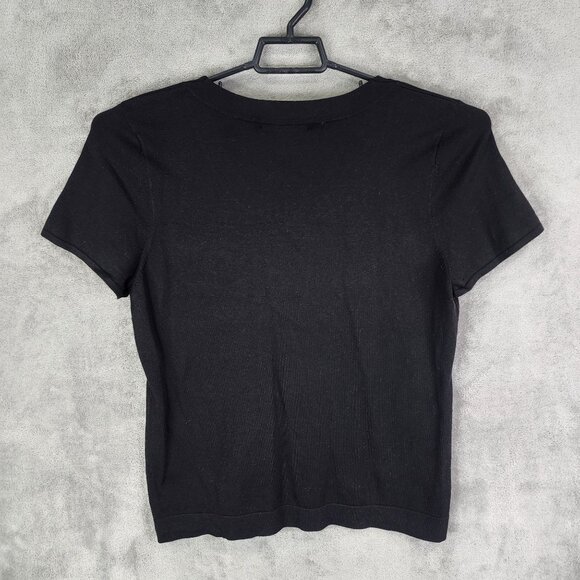 Womens Black Judith Hart Collection Top Shirt Short Sleeve Round Neck Size L - Picture 4 of 7